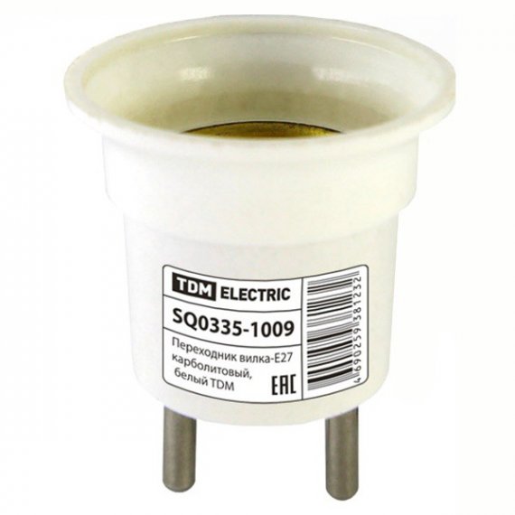 Фотография товара 'Tdm Переходник вилка-Е27 карболитовый, SQ0335-1009'