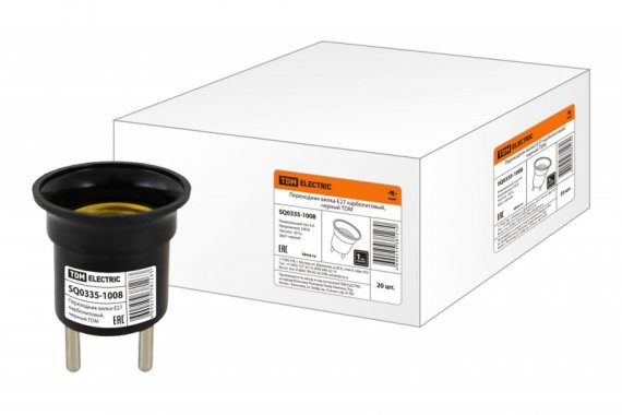 Фотография товара 'Tdm Переходник вилка-Е27 карболитовый, SQ0335-1008'