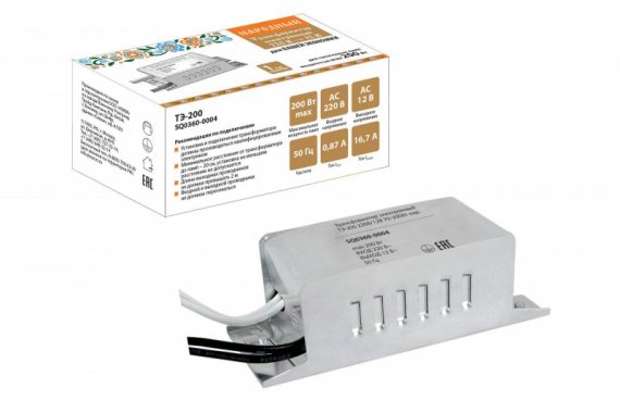 Фотография товара 'Tdm Трансформатор электронный ТЭ-200 220В/12В 70-200Вт наружный SQ0360-0004'