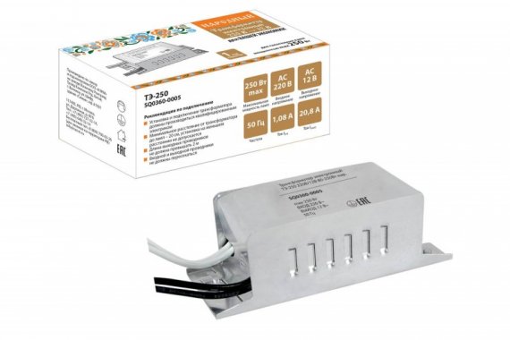 Фотография товара 'Tdm Трансформатор электронный ТЭ-250 220В/12В 80-250Вт наружный SQ0360-0005'