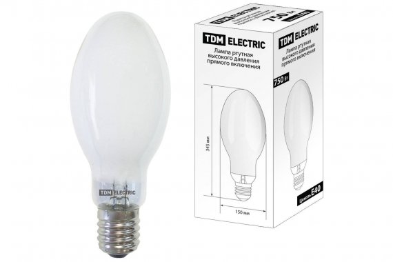 Фотография товара 'Tdm Лампа ртутная высокого давления прямого включения ДРВ 750 Вт Е40, SQ0325-0022'
