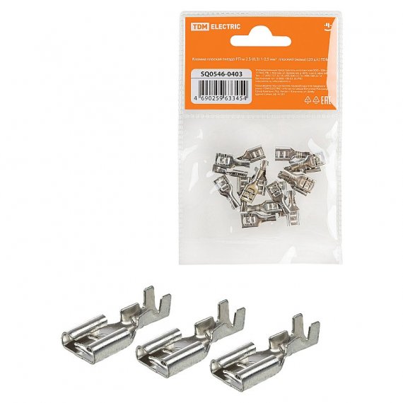 Фотография товара 'Tdm SQ0546-0403 Клемма плоская гнездо РП-м 2,5-(6,3) 1-2,5 мм?'
