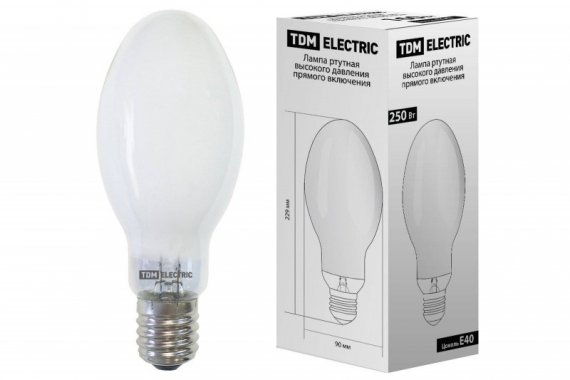 Фотография товара 'Tdm Лампа ртутная высокого давления прямого включения ДРВ 250 Вт Е40 SQ0325-0020'