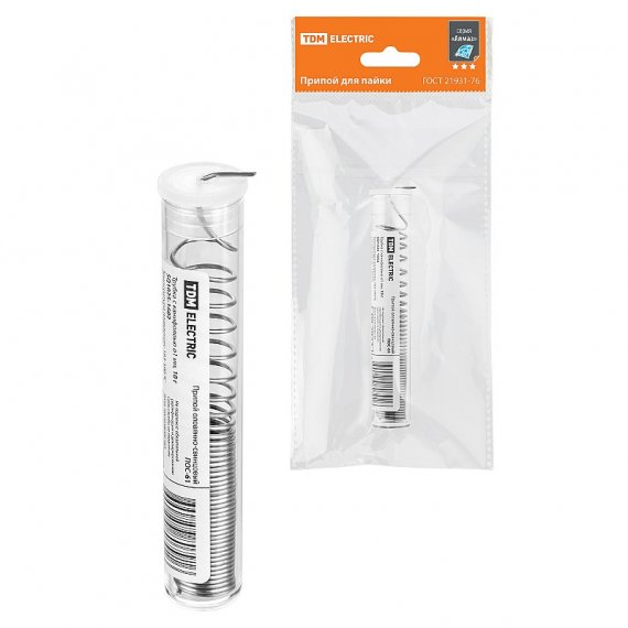 Фотография товара 'Tdm SQ1025-1602 Припой ПОС 61, трубка с канифолью, ГОСТ 21931-76, ?1 мм'