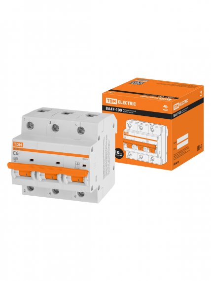 Фотография товара 'Tdm SQ0207-0138 Авт. выкл. ВА47-100 3Р 6А 10кА х-ка С'