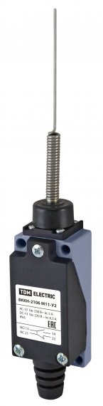 Фотография товара 'Tdm Концевой выключатель ВККН-2106 М11-У2 пружинный рычаг «кошачий ус» 5А 1з+1р метал. корпус IP65 SQ0732-0063'
