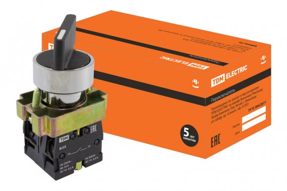 Фотография товара 'Tdm Переключатель BJ25 черный 2 положения I-0 длинная ручка 1з+1р SQ0703-0012'