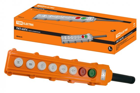 Фотография товара 'Tdm Пульт управления ПКТ-60ПС, кн Пуск с фикс, Стоп, вверх, вниз, влево, вправо, вперед, назад IP54 SQ0706-0009'