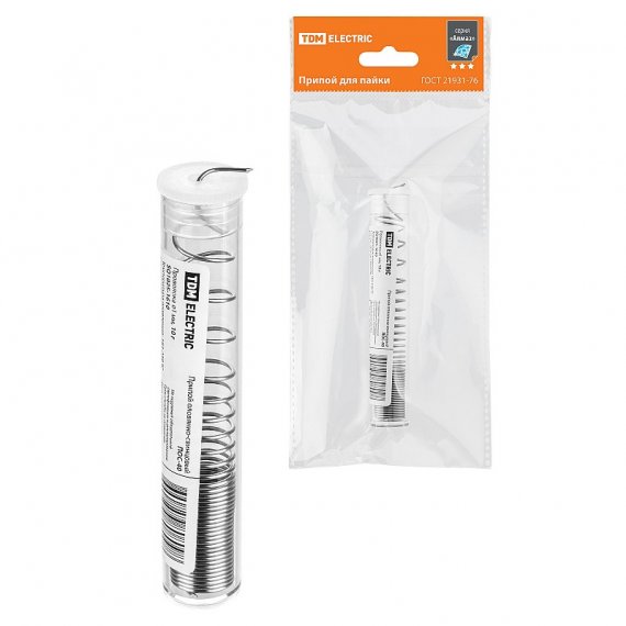 Фотография товара 'Tdm SQ1025-1610 Припой ПОС 40, проволока, ГОСТ 21931-76, ?1 мм'
