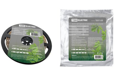 Фотография товара 'Tdm Лента светодиодная SMD2835-60 LED/м-IP65-12 В-4,8 Вт/м SQ0331-0314'