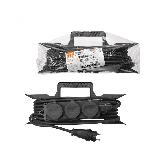 Фотография товара 'Tdm SQ1307-0247 Удлинитель-шнур силовой на рамке, каучук, КГ, IP44, 3 гнезда с/з, 4000 Вт'