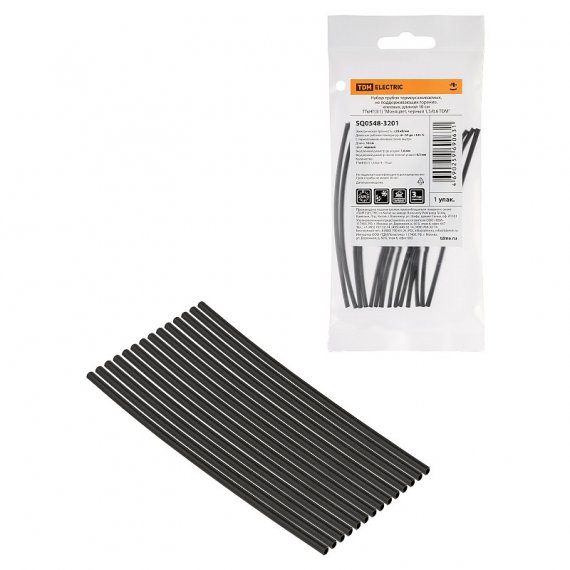 Фотография товара 'Tdm SQ0548-3201 Набор трубок термоусаживаемых, клеевых "Моноцвет, черный 1,5/0,6'