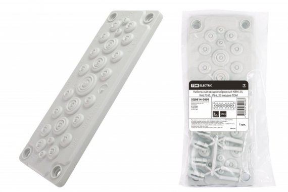 Фотография товара 'Tdm Кабельный ввод мембранный КВМ-25, RAL7035, IP65, 25 вводов SQ0814-0009'