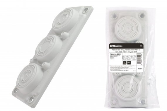 Фотография товара 'Tdm Кабельный ввод мембранный КВМ-6, RAL7035, IP65, 6 вводов SQ0814-0011'