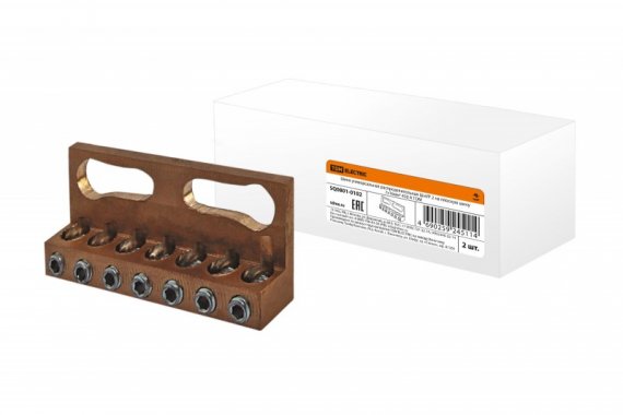 Фотография товара 'Tdm Шина универсальная распределительная ШнУР 2 на плоскую шину 7x16мм2 450 А SQ0801-0102'