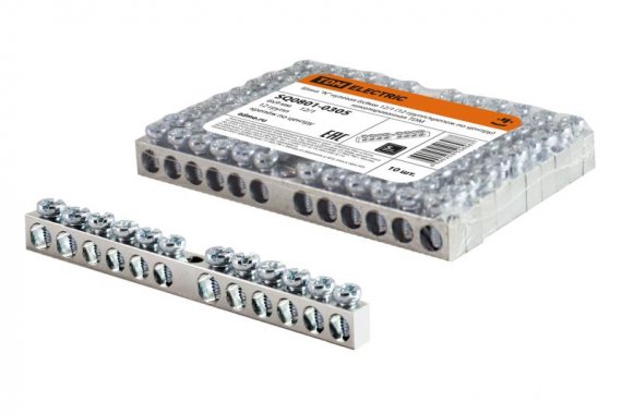 Фотография товара 'Tdm Шина "N" нулевая 6х9мм 12/1 (12 групп/крепеж по центру) никелированная SQ0801-0305'