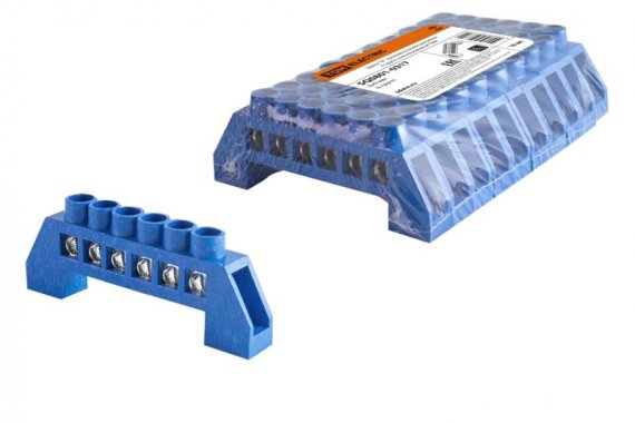 Фотография товара 'Tdm Шина "N" нулевая в изоляторе 6х9мм 6 групп никелированная SQ0801-0317'