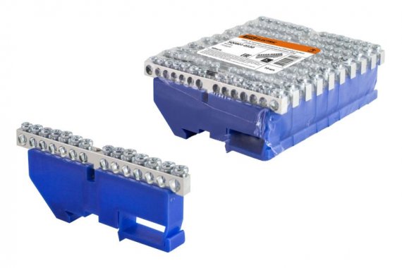 Фотография товара 'Tdm Шина "N" нулевая с изолятором на DIN-рейку 6x9мм стойка 14 групп никелированная SQ0801-0330'