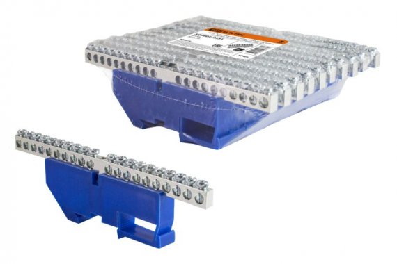 Фотография товара 'Tdm Шина "N" нулевая с изолятором на DIN-рейку 6x9мм стойка 20 групп никелированная SQ0801-0331'