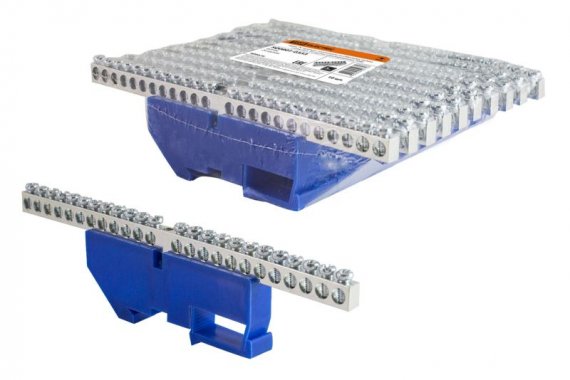 Фотография товара 'Tdm Шина "N" нулевая с изолятором на DIN-рейку 6x9мм стойка 24 группы никелированная SQ0801-0333'