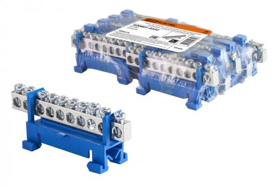 Фотография товара 'Tdm Шина "N" нулевая с изолятором на DIN-рейку 6x9мм стойка 10 групп никелированная SQ0801-0322'