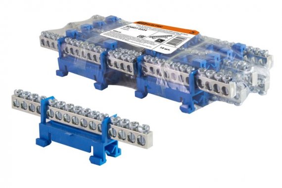 Фотография товара 'Tdm Шина "N" нулевая с изолятором на DIN-рейку 6x9мм стойка 15 групп никелированная SQ0801-0324'