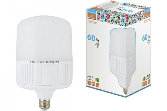 Фотография товара 'Tdm Лампа светодиодная T-60 Вт-230 В-6500 К–E27 (160x265 мм), SQ0340-1584'