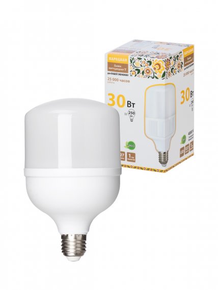 Фотография товара 'Tdm Лампа светодиодная T-30 Вт-230 В-4000 К–E27 (99x168 мм), SQ0340-1642'