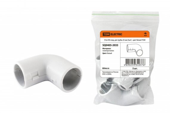 Фотография товара 'Tdm Угол 90 соединительный для трубы 25 мм SQ0405-2033'