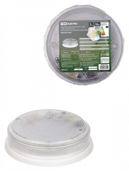 Фотография товара 'Tdm Светильник LED ЖКХ ДБО-10-ФА 10 Вт, 1300 лм, IP54 (фотоакустический датчик), SQ0329-1058'