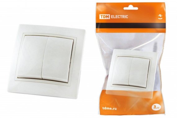 Фотография товара 'Tdm Выключатель 2 клавишный 10А'