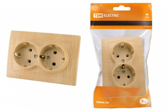 Фотография товара 'Tdm Розетка двойная 2П+З 16А 250В'