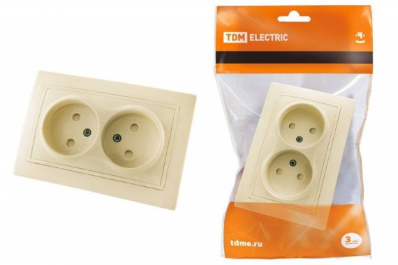 Фотография товара 'Tdm Розетка двойная 2П с защитными шторками 10А 250В'