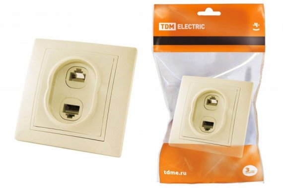 Фотография товара 'Tdm Розетка телефонная RJ11 + компьютерная RJ45'