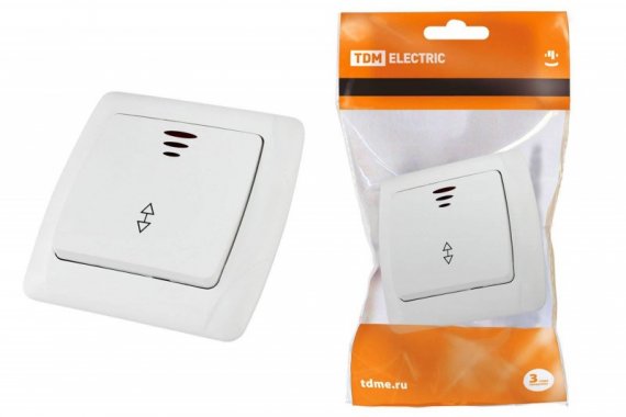 Фотография товара 'Tdm Выключатель на 2 направления 1 клавишный с подсветкой 10А "Онега" SQ1805-0006'