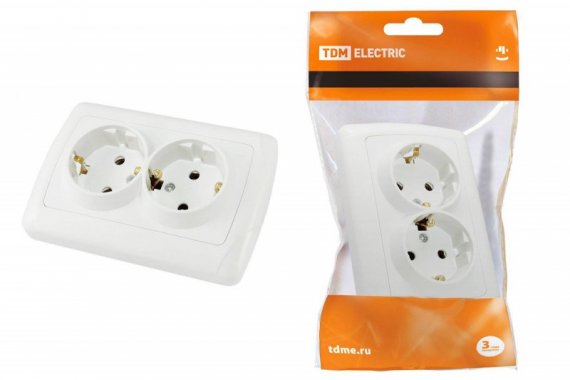Фотография товара 'Tdm Розетка двойная 2П+3 16А 250В "Онега" SQ1805-0018'