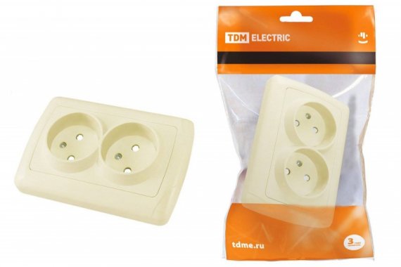Фотография товара 'Tdm Розетка двойная 2П 10А 250В с защитными шторками "Онега" SQ1805-0041'