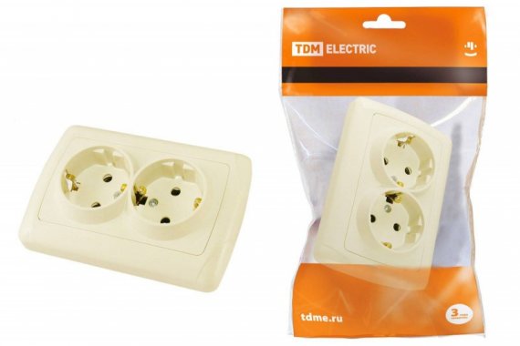 Фотография товара 'Tdm Розетка двойная 2П+3 16А 250В "Онега" SQ1805-0047'