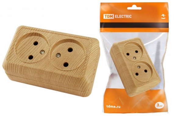 Фотография товара 'Tdm Розетка двойная 2П открытой установки IP20 10А 250В (керамика)'