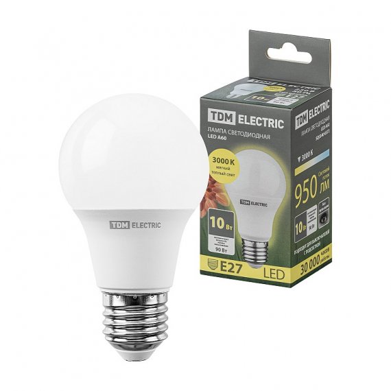 Фотография товара 'Tdm SQ0340-0373 Лампа светодиодная А60 10 Вт, 230 В, 3000 К'