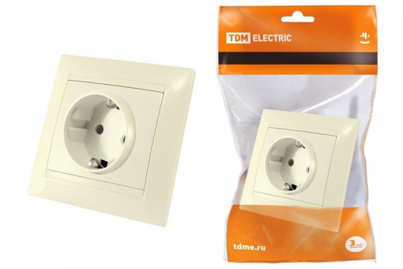 Фотография товара 'Tdm Розетка 2П+З 16А 250В с защитными шторками'