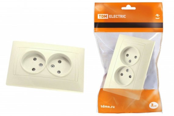 Фотография товара 'Tdm Розетка двойная 2П 10А 250В с защитными шторками'