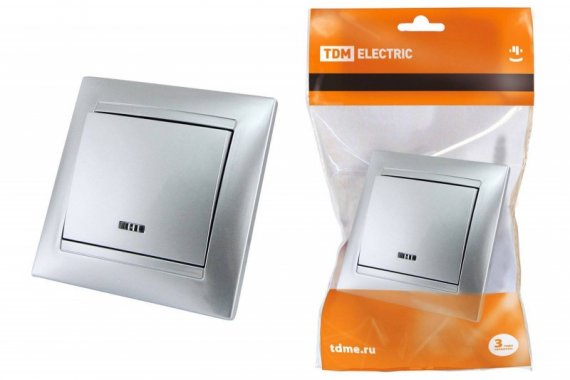 Фотография товара 'Tdm Выключатель 1 клавишный с подсветкой 10А'