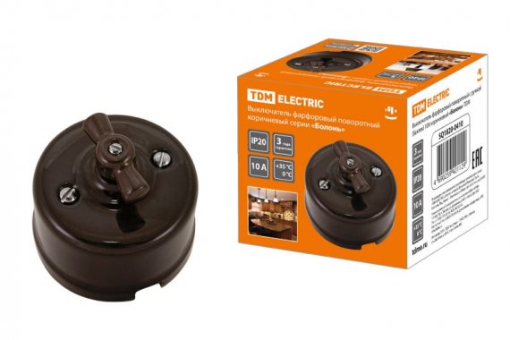 Фотография товара 'Tdm Выключатель фарфоровый поворотный с ручкой (бантик) 10А «Болонь» SQ1820-0410'