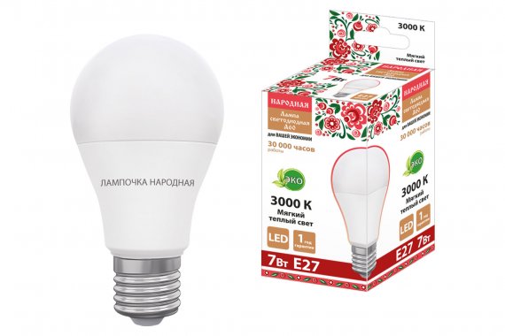 Фотография товара 'Tdm Лампа светодиодная НЛ-LED230-A60-7 Вт-230 В-3000 К-Е27, (60x106 мм), SQ0340-1623'