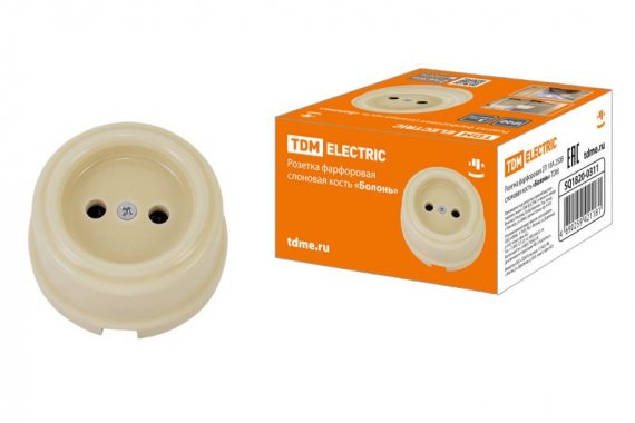 Фотография товара 'Tdm Розетка фарфоровая 2П 10А 250В «Болонь» SQ1820-0311'