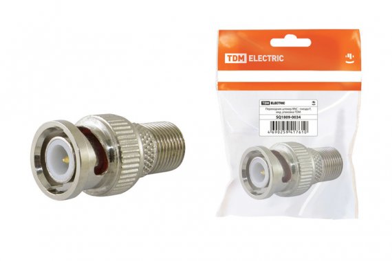 Фотография товара 'Tdm Переходник штекер BNC - гнездо F, SQ1809-0034'