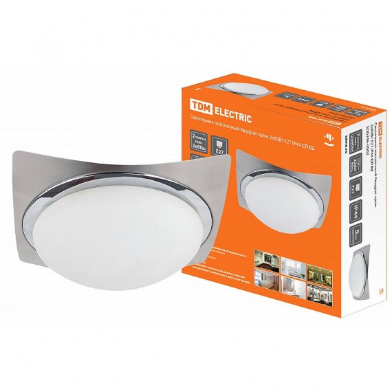 Фотография товара 'Tdm SQ0346-0002 Светильник потолочный Квадрат хром 2х60Вт E27 IP 44 СП 02'