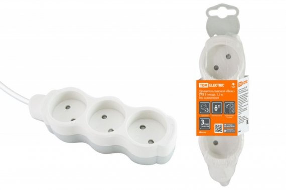 Фотография товара 'Tdm Удлинитель бытовой "Люкс" УЛ4 4 гнезда, ПВС 2х0,75 мм2 10А/250В SQ1303-0227'