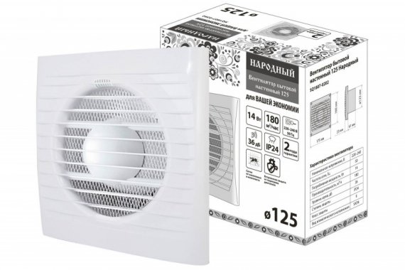 Фотография товара 'Tdm Вентилятор бытовой настенный 125 Народный SQ1807-0202'